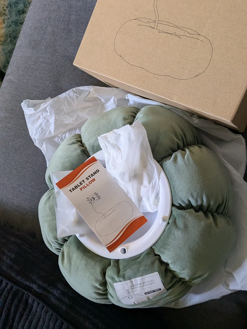 Plush Sage Green Tablet Stand Pillow - Home Accents
